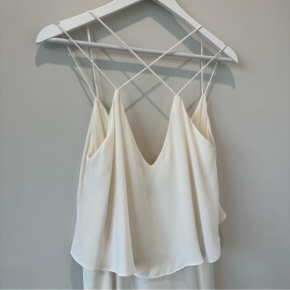 Zara White Criss Cross Spaghetti Strap Maxi Dress Maternity Bridal Shower Bride - Picture 2 of 10